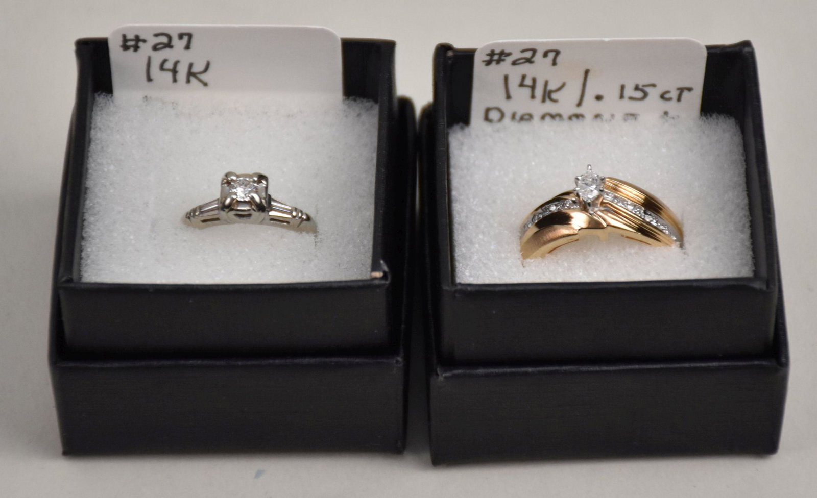 Lot 2 Gold Vintage Diamond Rings, 14kt, sz. 7 1/4, 6.7grams (1 of 6)