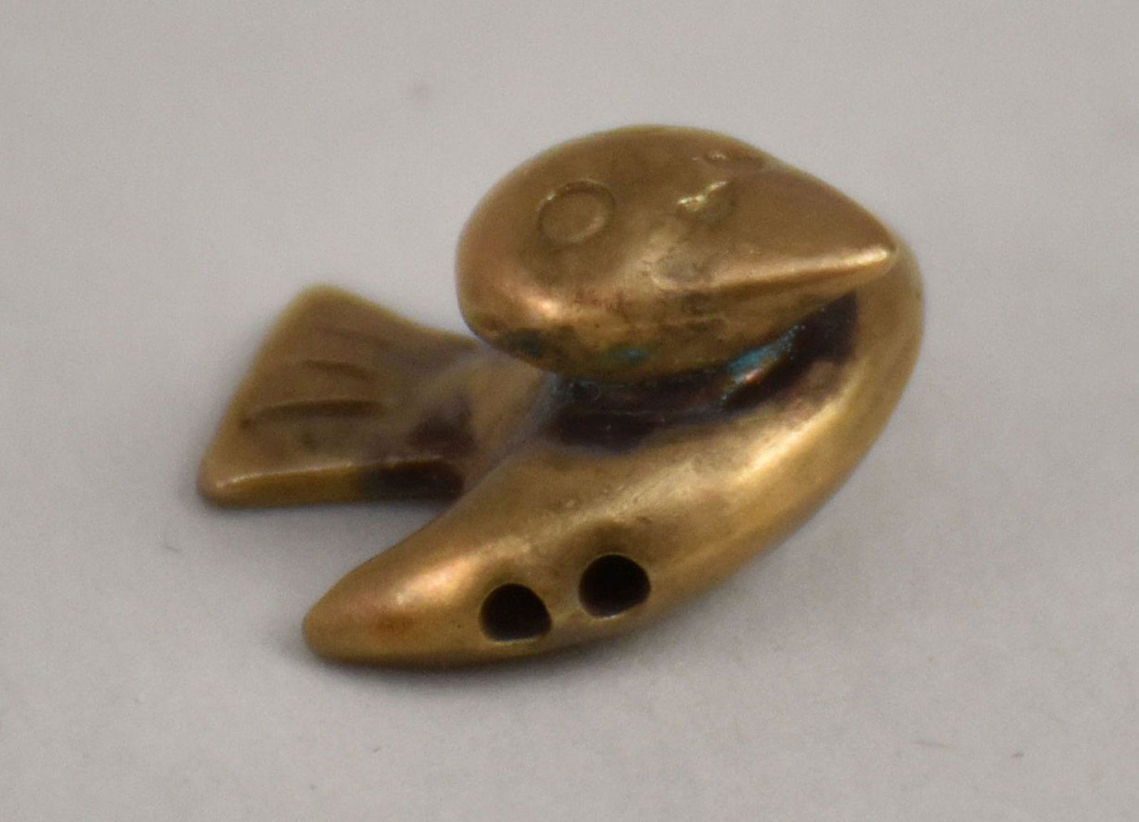 Pre-Columbian Moche Silver Bird Bead Gold Gilded 1/2 x 1/2 inch (1 of 3)