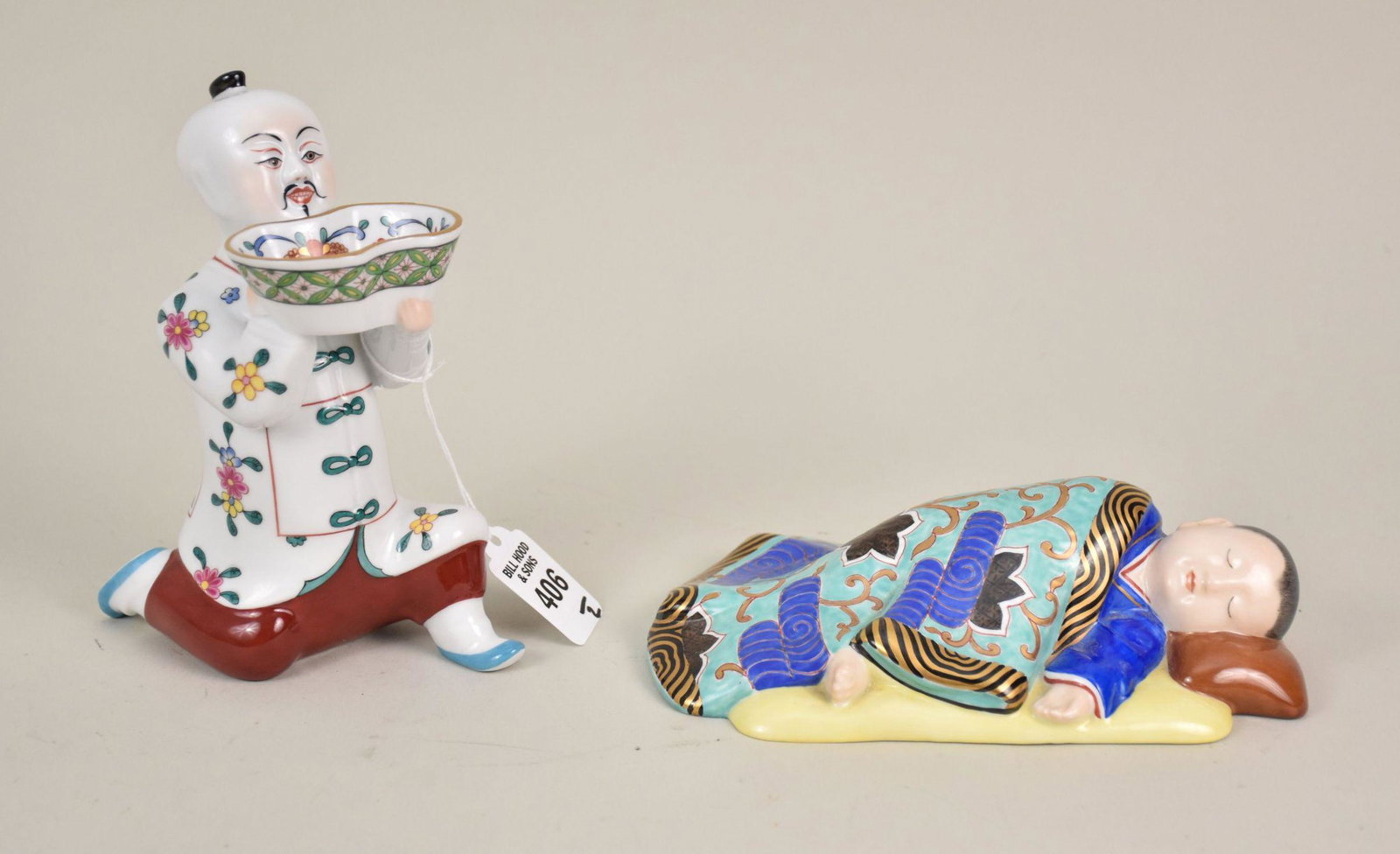 Two Herend Porcelain Asian Inspired Figurines #5650 & 5651 - Hungary. A) porcelain figurine of a (1 of 7)