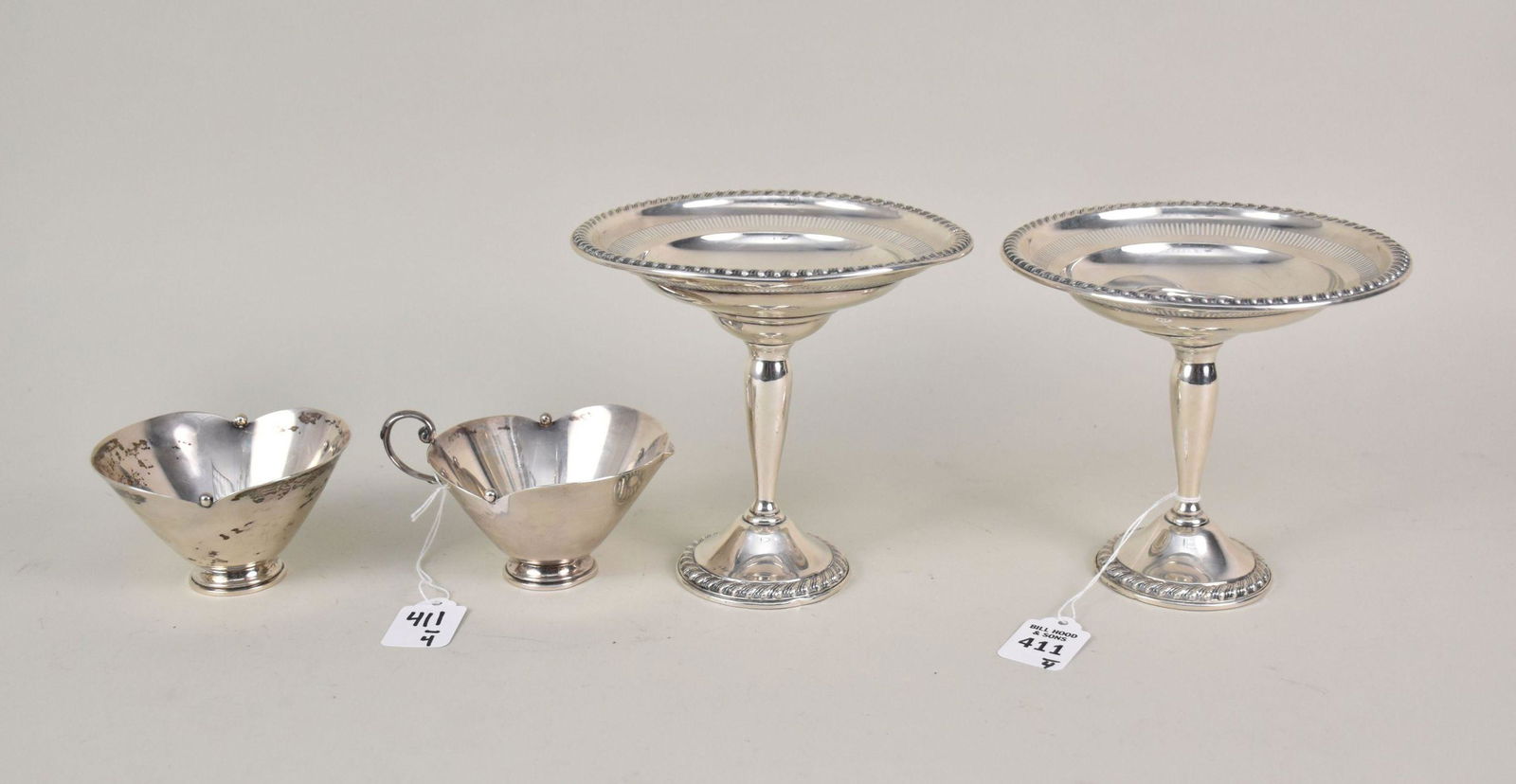 Pair Rogers Sterling Silver Compotes & Sugar / Creamer - A pair of Rogers Sterling stemmed compotes (1 of 4)