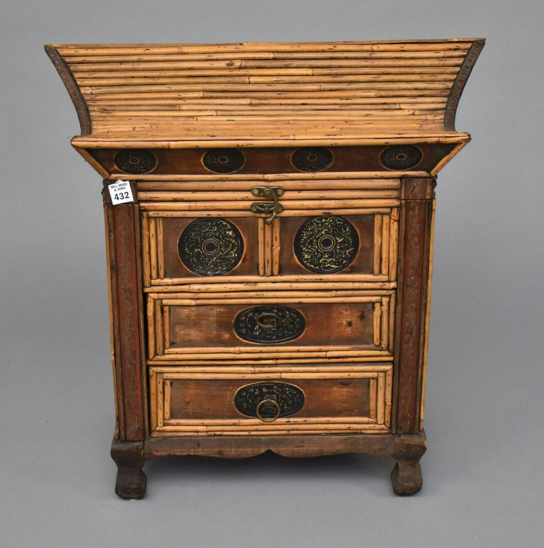 Decorative Asian Miniature Chest, Hinged Top Over 2 Drawers, 24"h x 22"w 14"d (1 of 5)