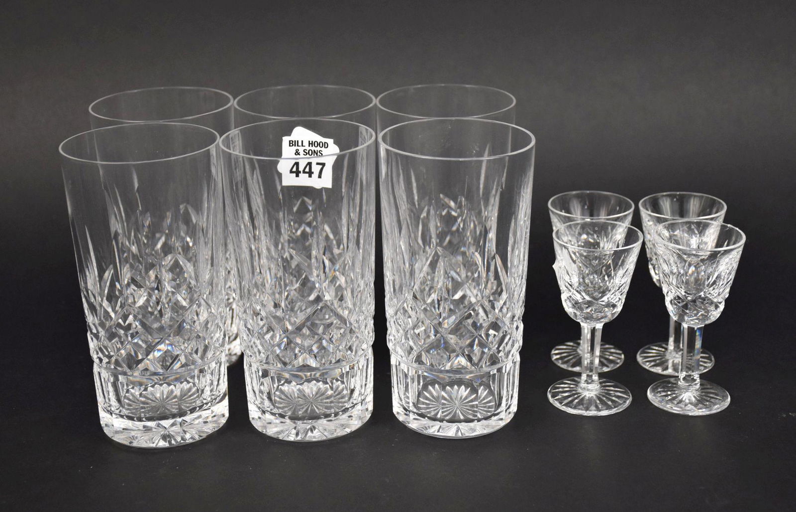6 Waterford Crystal Glasses (5 1/2"h) And 4 Waterford Cordials Auction