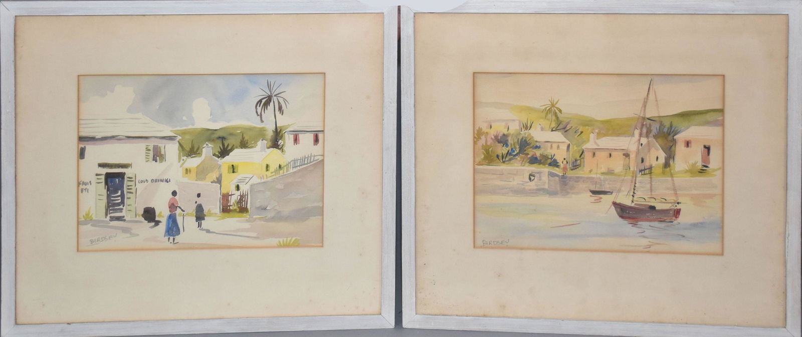 Pr. Alfred Birdsey (1912-1996) Watercolor Paintings, Bermuda Island Scene, sight 9-3/4 x 13-3/4 (1 of 6)