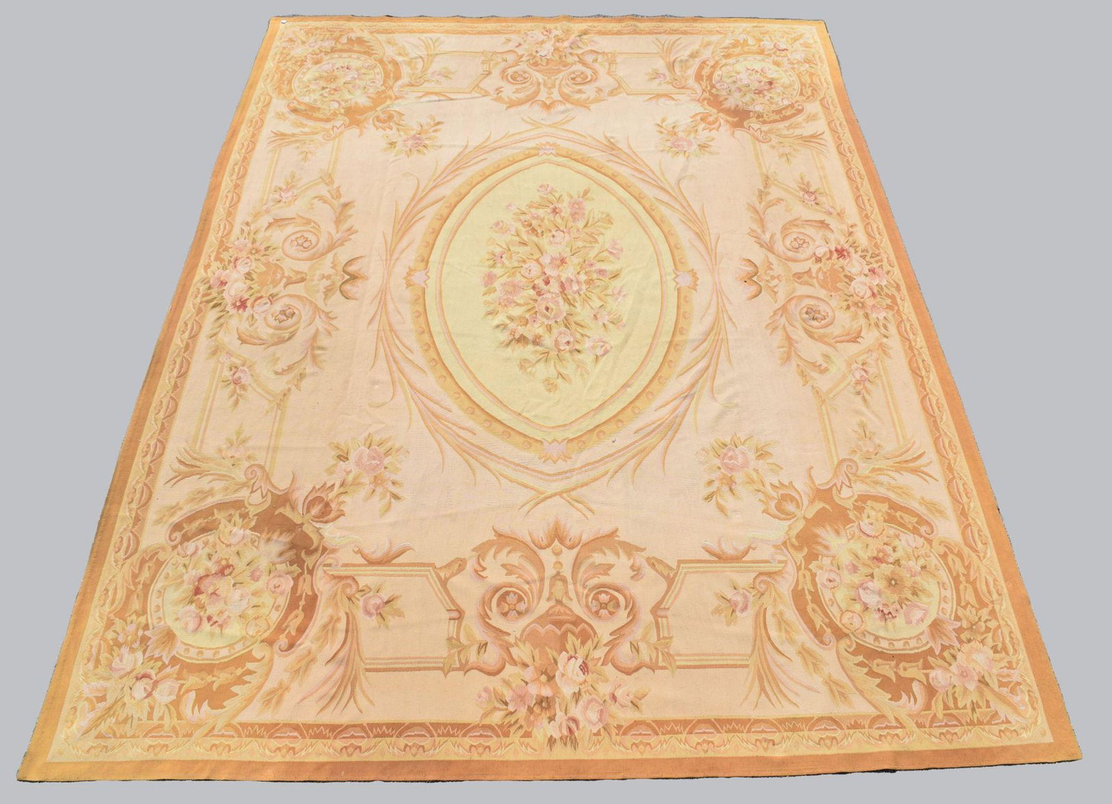 Aubusson Carpet, 11'3" x 14'9" (good condition): Aubusson Carpet, 11'3" x 14'9" (good condition)