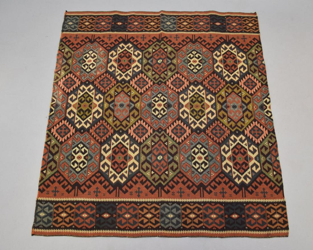 Kilim-style Flat Weave Tapestry, 41.5" x 46.5", Condition: tapestry appears to have been cut down. (1 of 4)