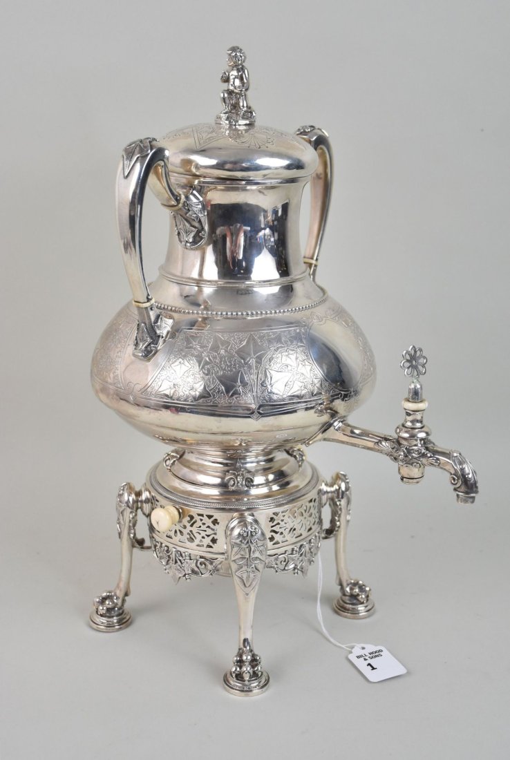 19th Century Tiffany & Co Sterling Kettle on Stand - c. 1860s. A sterling hot water kettle with (1 of 7)