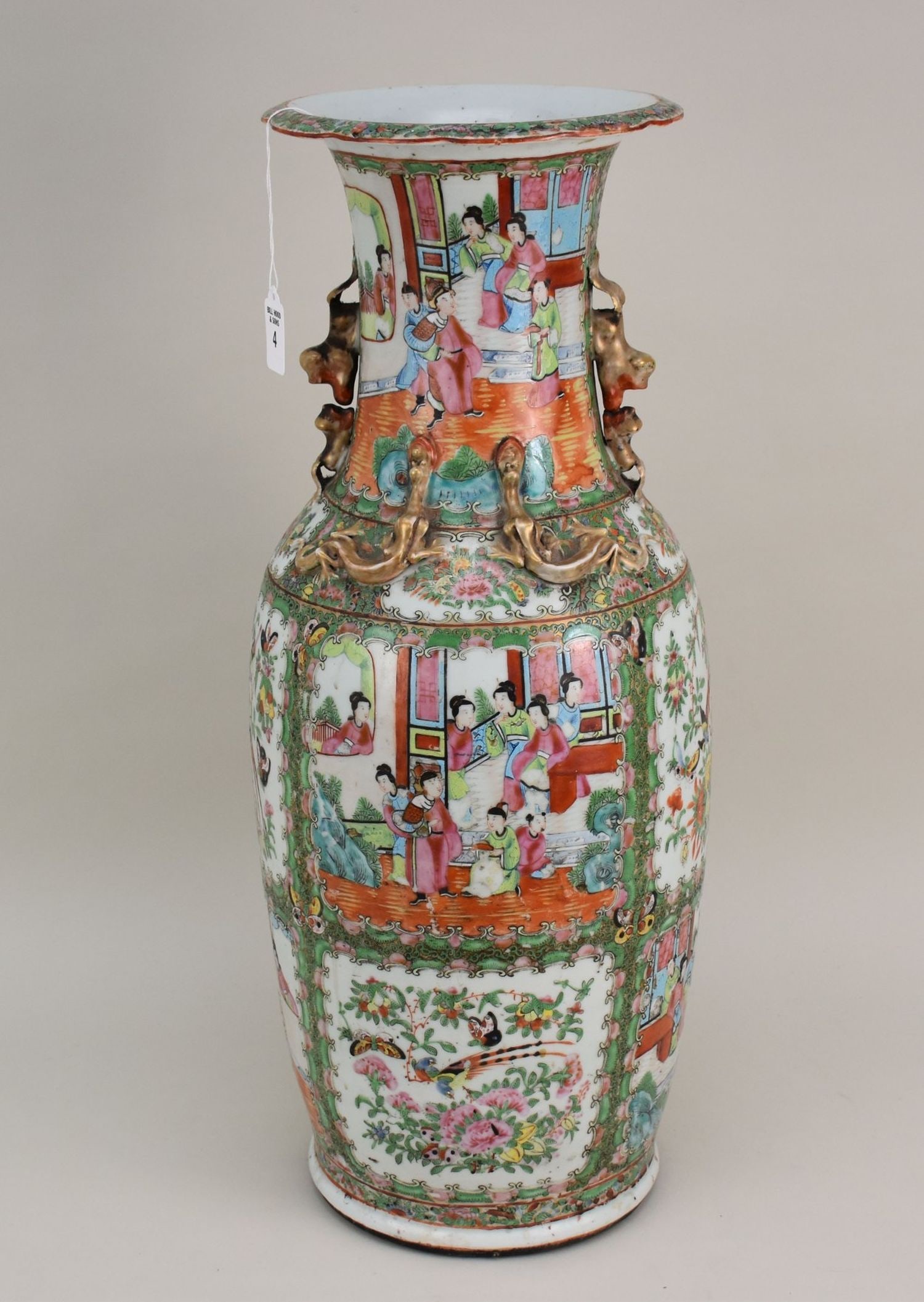 Large Antique Chinese Famille Rose Medallion Porcelain Floor Vase - c. 19th century. A large (1 of 11)