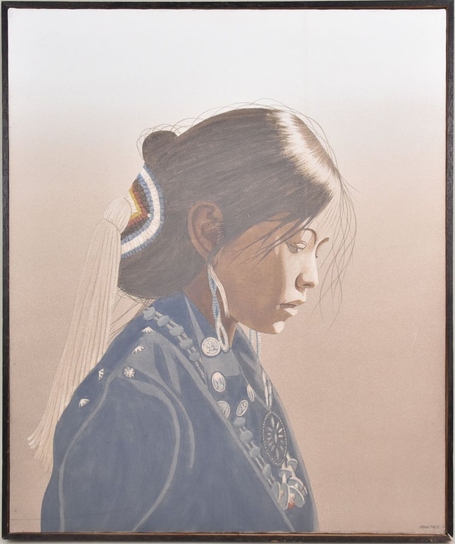 John Pace (American, 1930-2006) Oil on canvas, Portrait of Little Indian Girl, 24 x 20 inches (1 of 7)