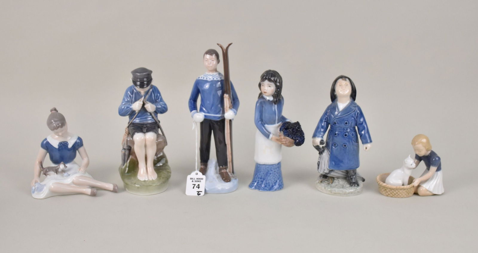 Group of 6 B&G Copenhagen Porcelain Figurines - Denmark. Grouping of Bing & Grondahl porcelain (1 of 8)