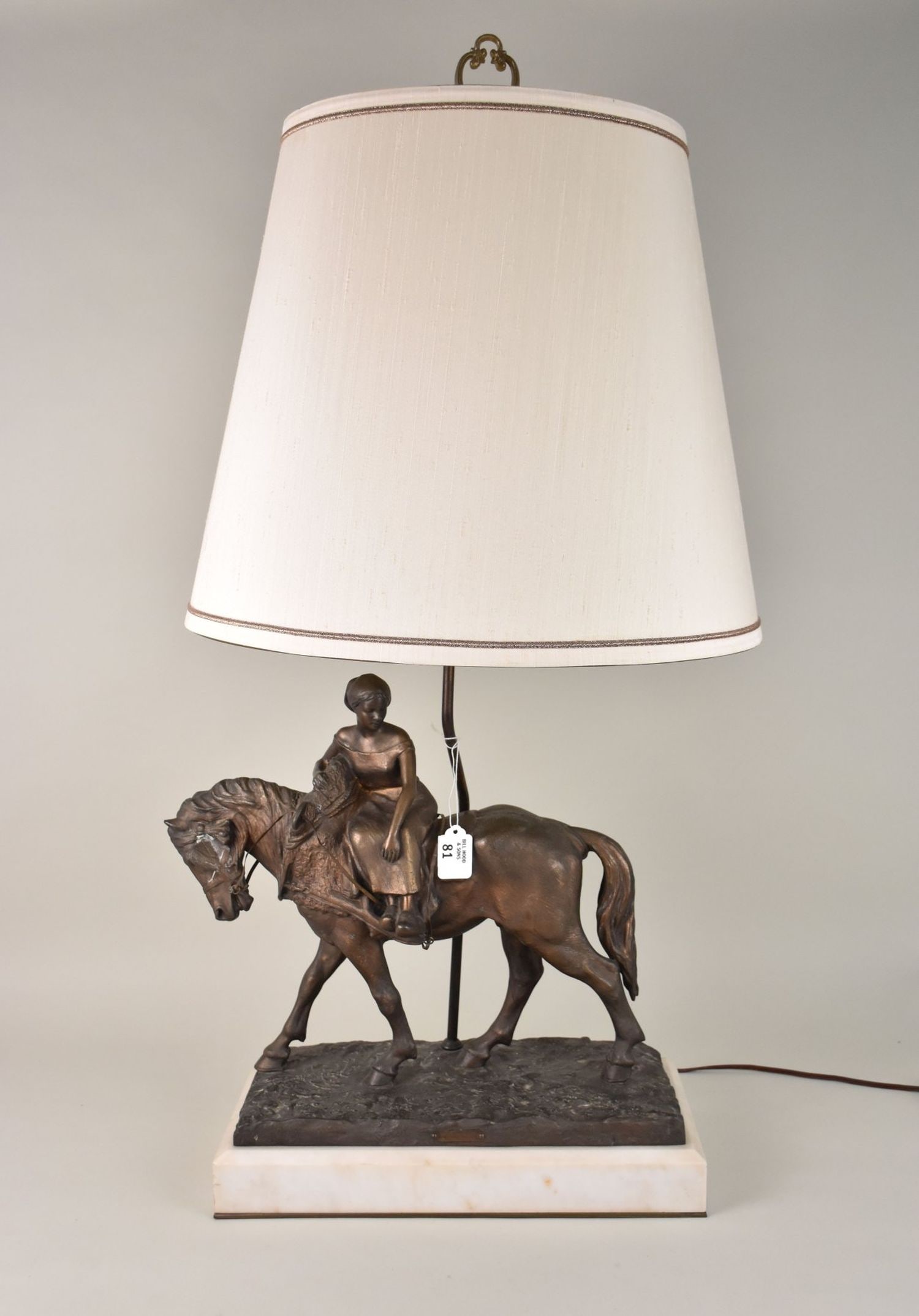 Bronze Lamp, Horse & Side Saddle Female Rider "Retour Des Champs", Par-Sanchez, Signed Sanchez in (1 of 9)