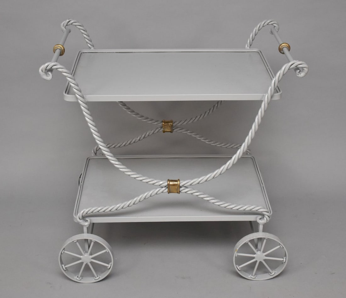 Gray Painted Metal Tea Cart: Gray Painted Metal Tea Cart