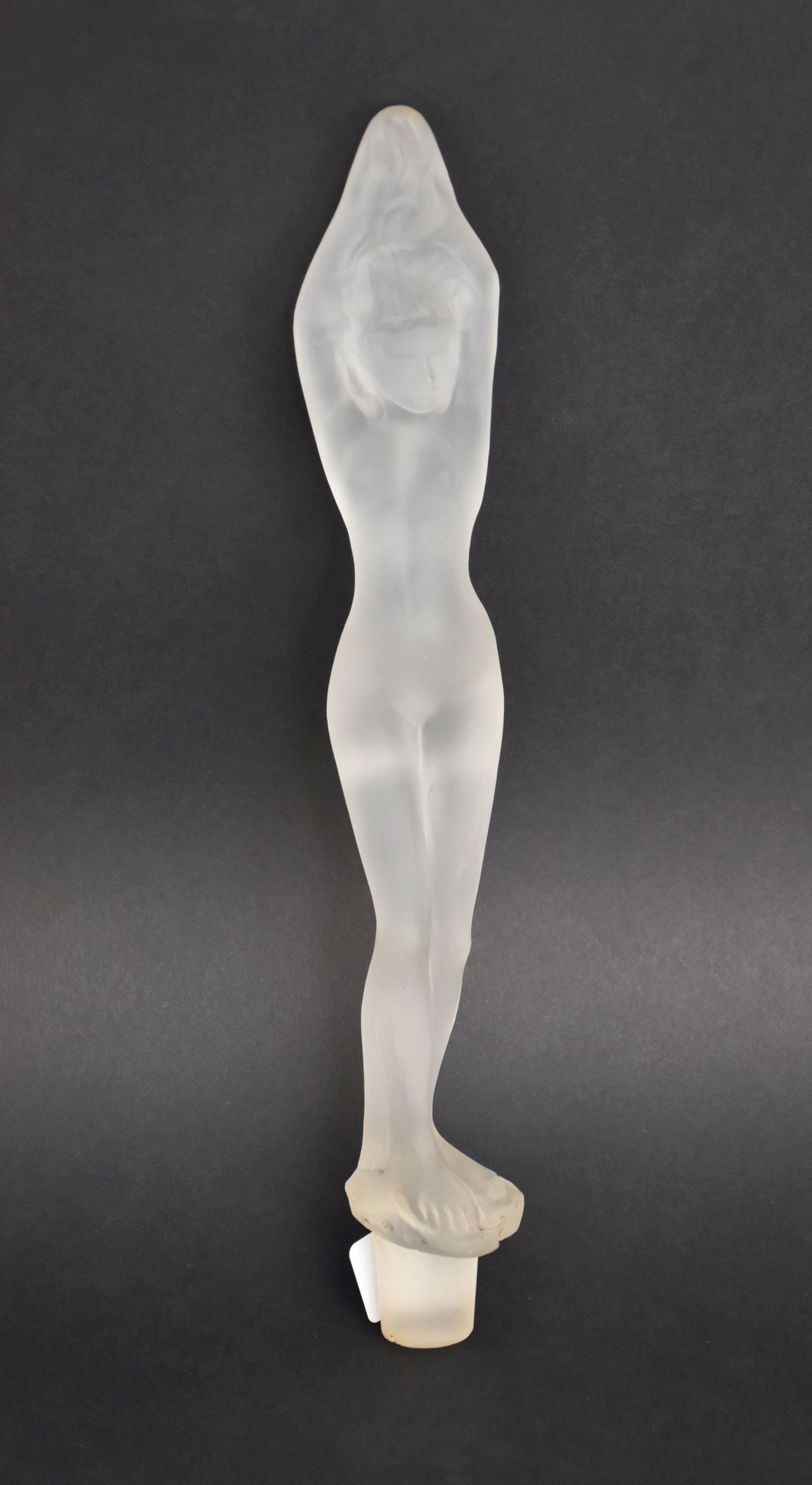 Steuben Frosted Glass Diving Lady Figure 1930s Frederick Carder Art No base H. 14â€ x W. 12â€: Steuben Frosted Glass Diving Lady Figure 1930s Frederick Carder Art No base H. 14” x W. 12”