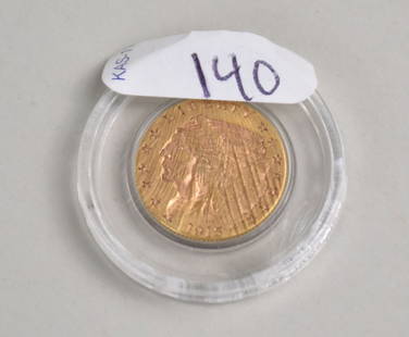 1915 Indian Head Gold $2.50 Quarter Eagle Early Gold Coins Philadelphia (No Mint: 1915 Indian Head Gold $2.50 Quarter Eagle Early Gold Coins Philadelphia (No Mint Mark) Designer - Engraver: Bela Lyon Pratt Diameter: 18 mm Mass / Weight: 4.18 grams