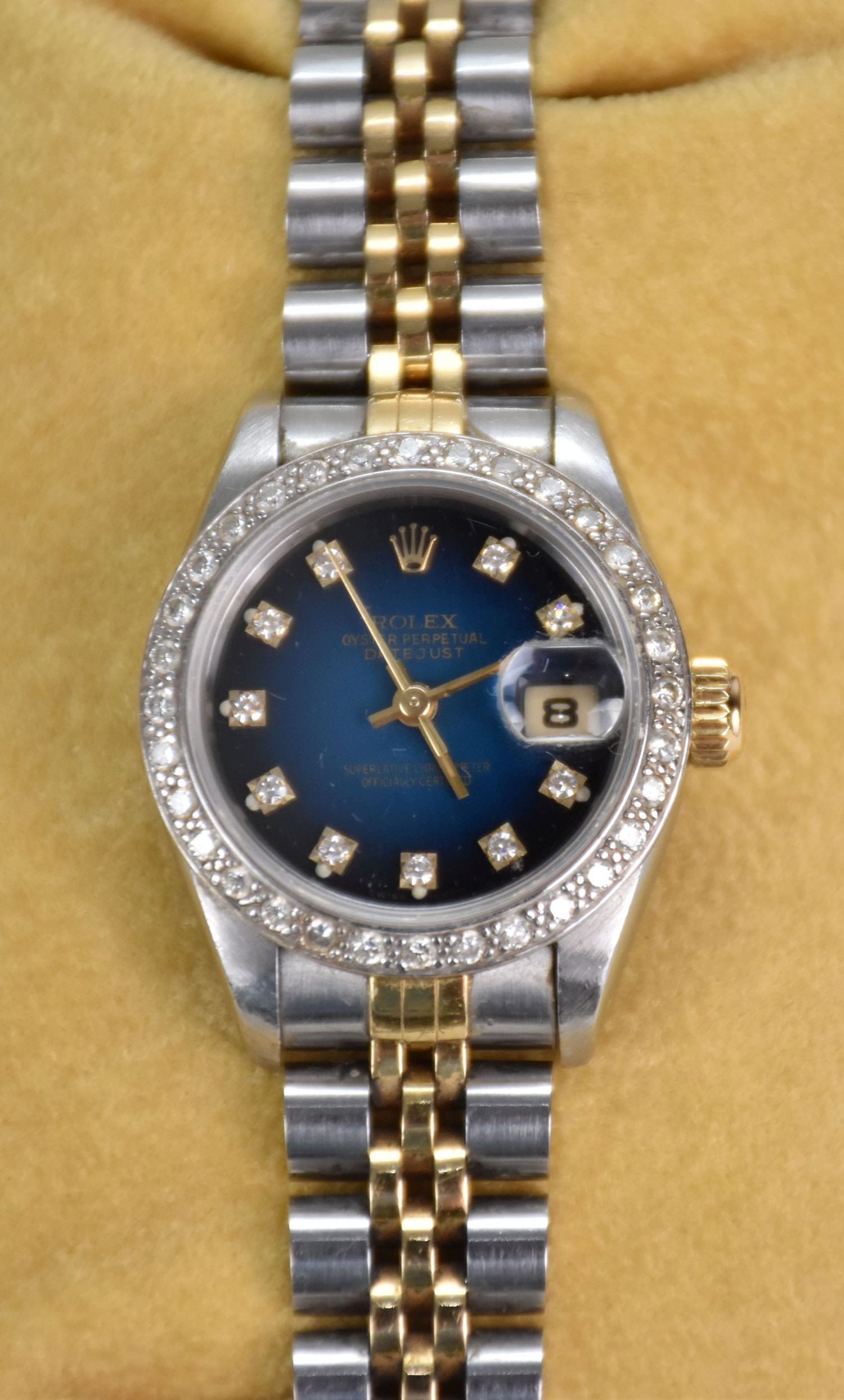 Ladies Two-Tone Rolex Oyster Perpetual Date Just Diamond Bezel Watch, Case/Box. Inner circumference (1 of 9)