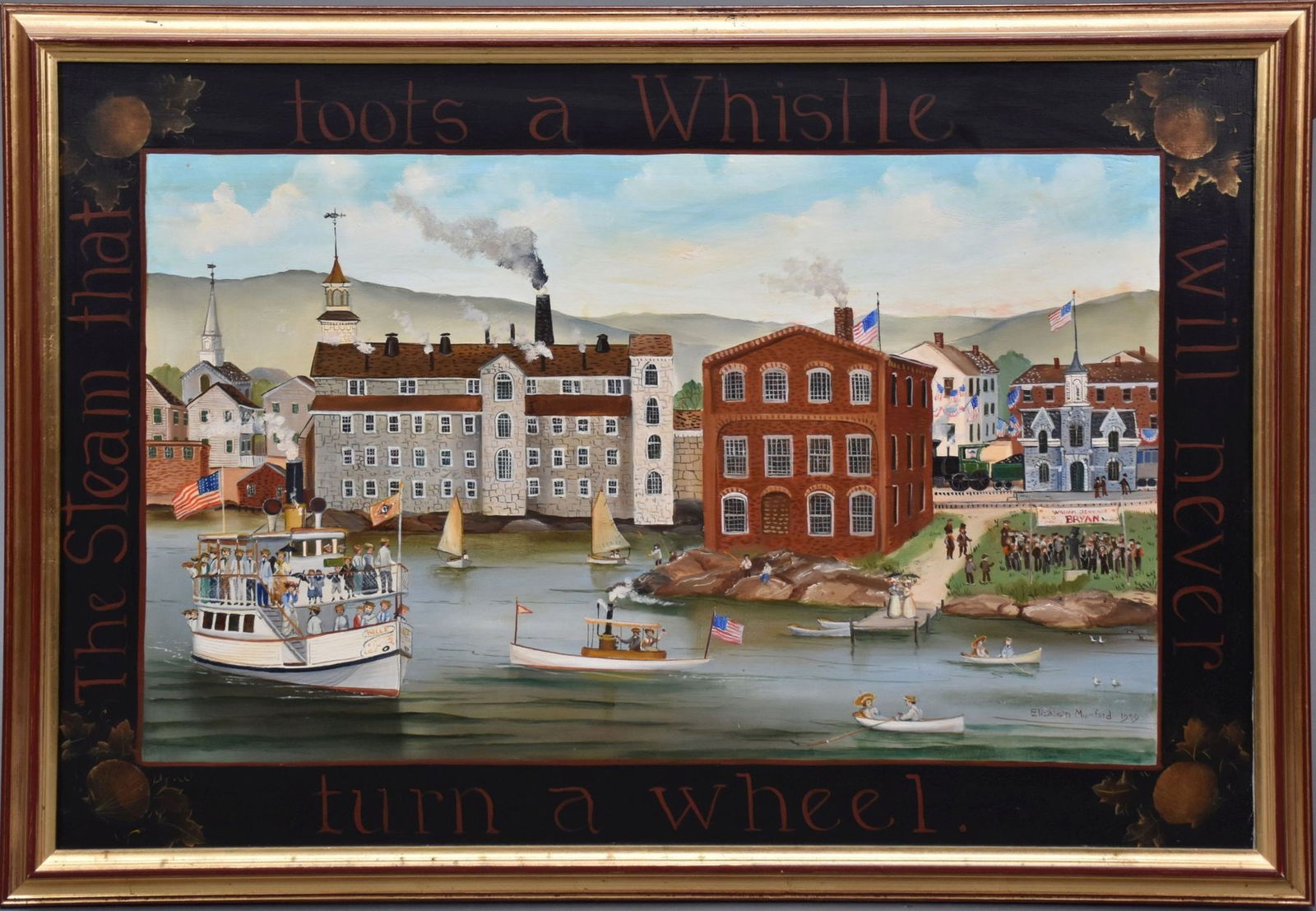 ELIZABETH MUMFORD (Massachusetts, 1950-2020) oil on board, Americana Scene- dated 1989, painting (1 of 8)