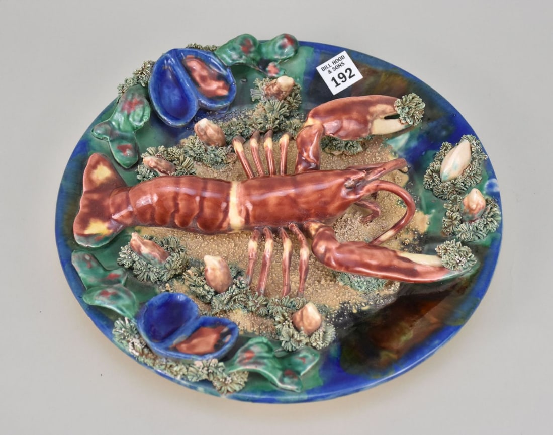 Lobster Plate, Palissy Style probably Portugal, signed Minton (1 of 9)