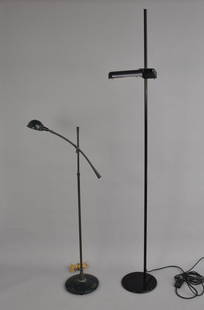 1980s Minimalist Black Adjustable Floor Lamp by Arteluce (Italy) 80 inches tall. and Torch style: 1980s Minimalist Black Adjustable Floor Lamp by Arteluce (Italy) 80 inches tall. and Torch style floor lamp.