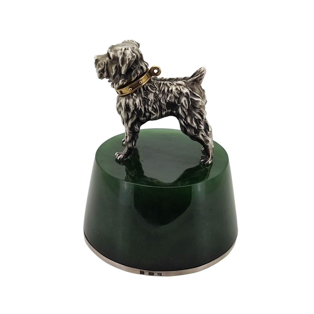 Antique Vintage Russian Imperial Era Nephrite (Jade) Sterling Silver Dog Figure. Total weight: 319 (1 of 5)