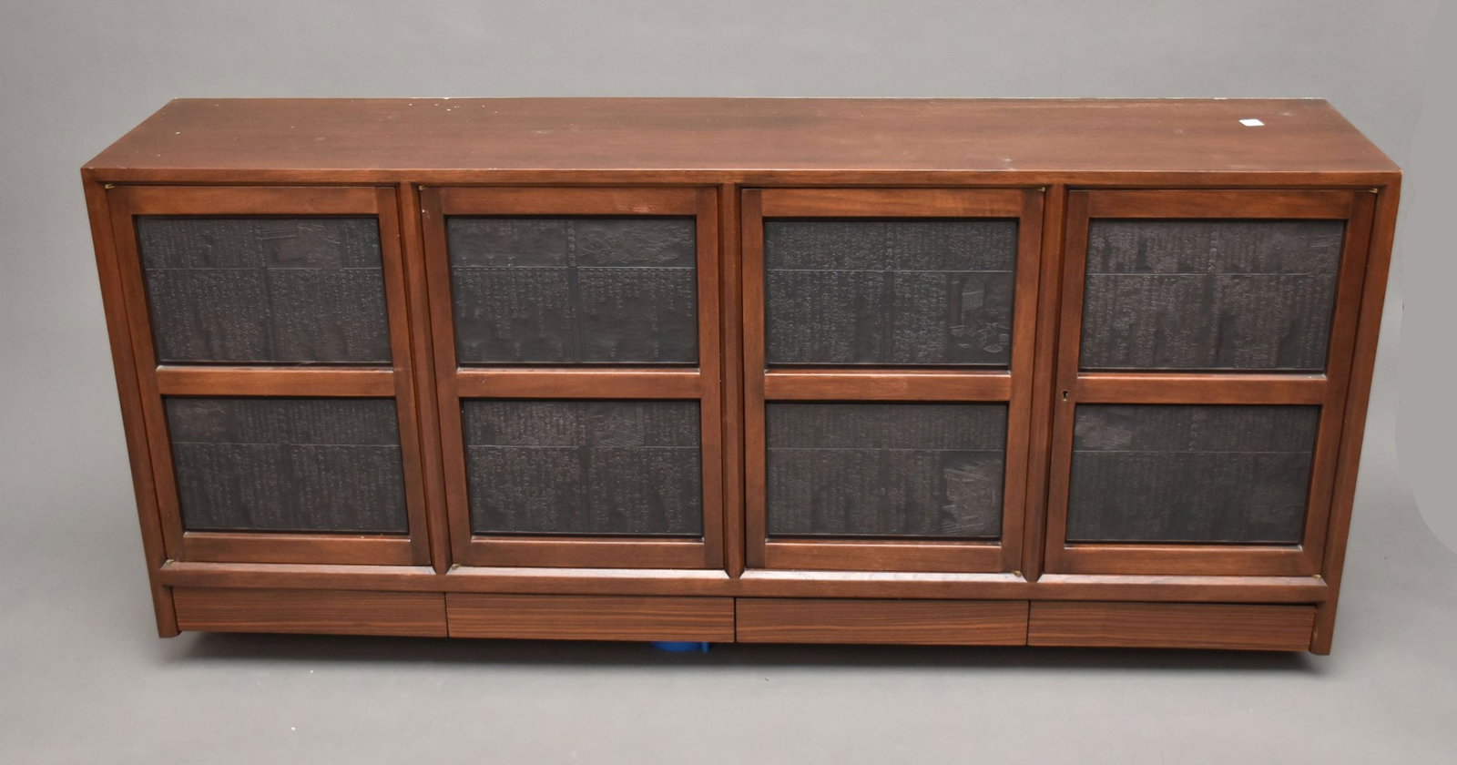 Edward Wormley for Dunbar Chinese Block Hanging Cabinet, has manufacturer's brass plaquette inside (1 of 12)