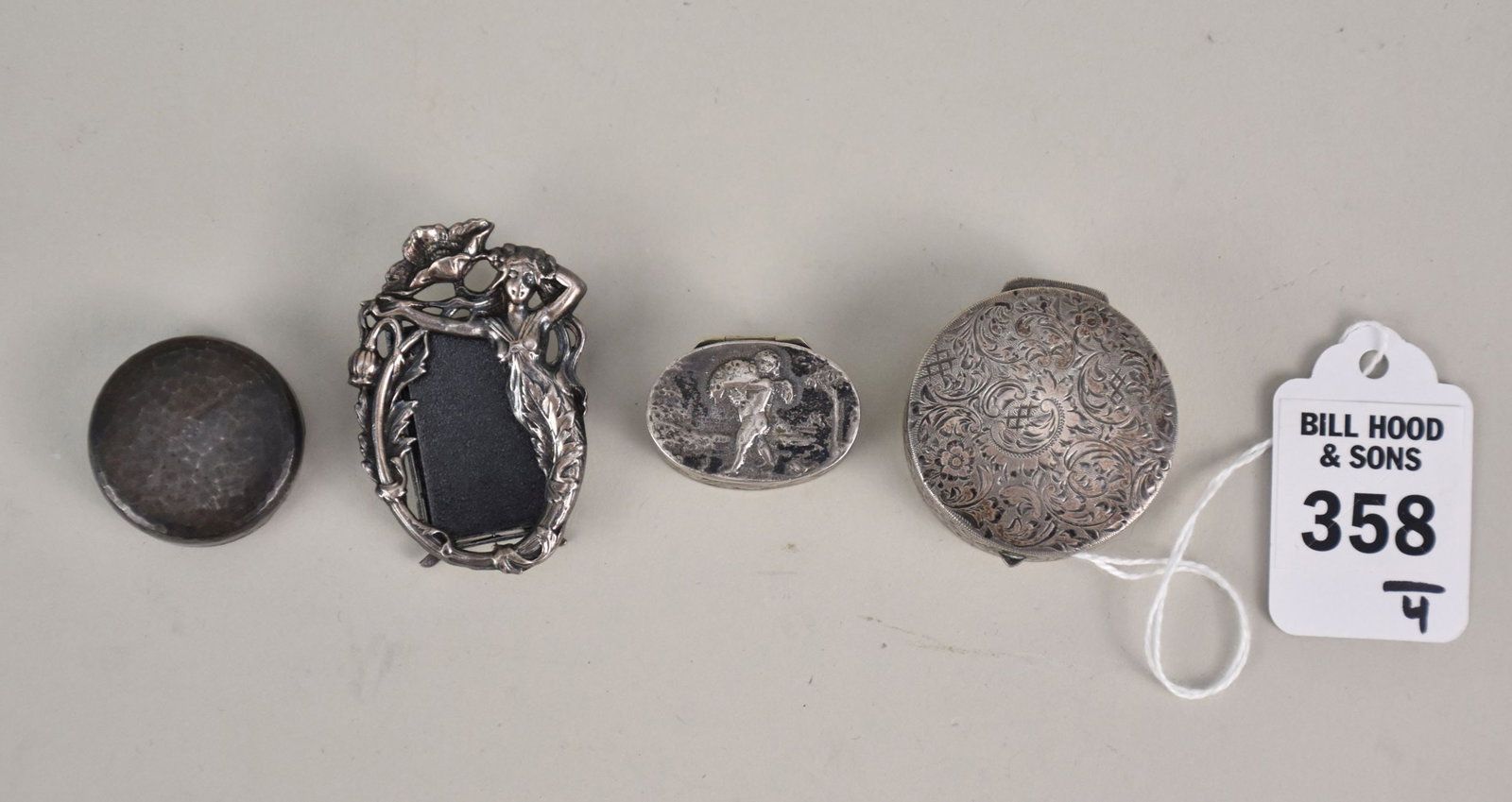 Group of Silver Pill Boxes & Miniature Frame - Group includes two 800 silver pill boxes, a Chinese (1 of 8)