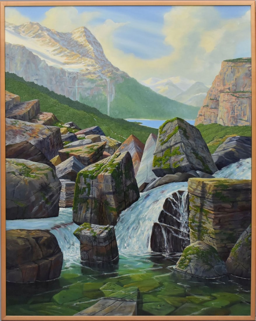 Large oil on canvas Landscape by Thomas L. Brown,  canvas size is 50 x 39 inches (1 of 6)