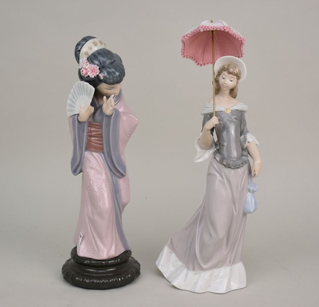 2 Lladro Figures, Geisha & Girl with Umbrella, 12"h (1 of 8)