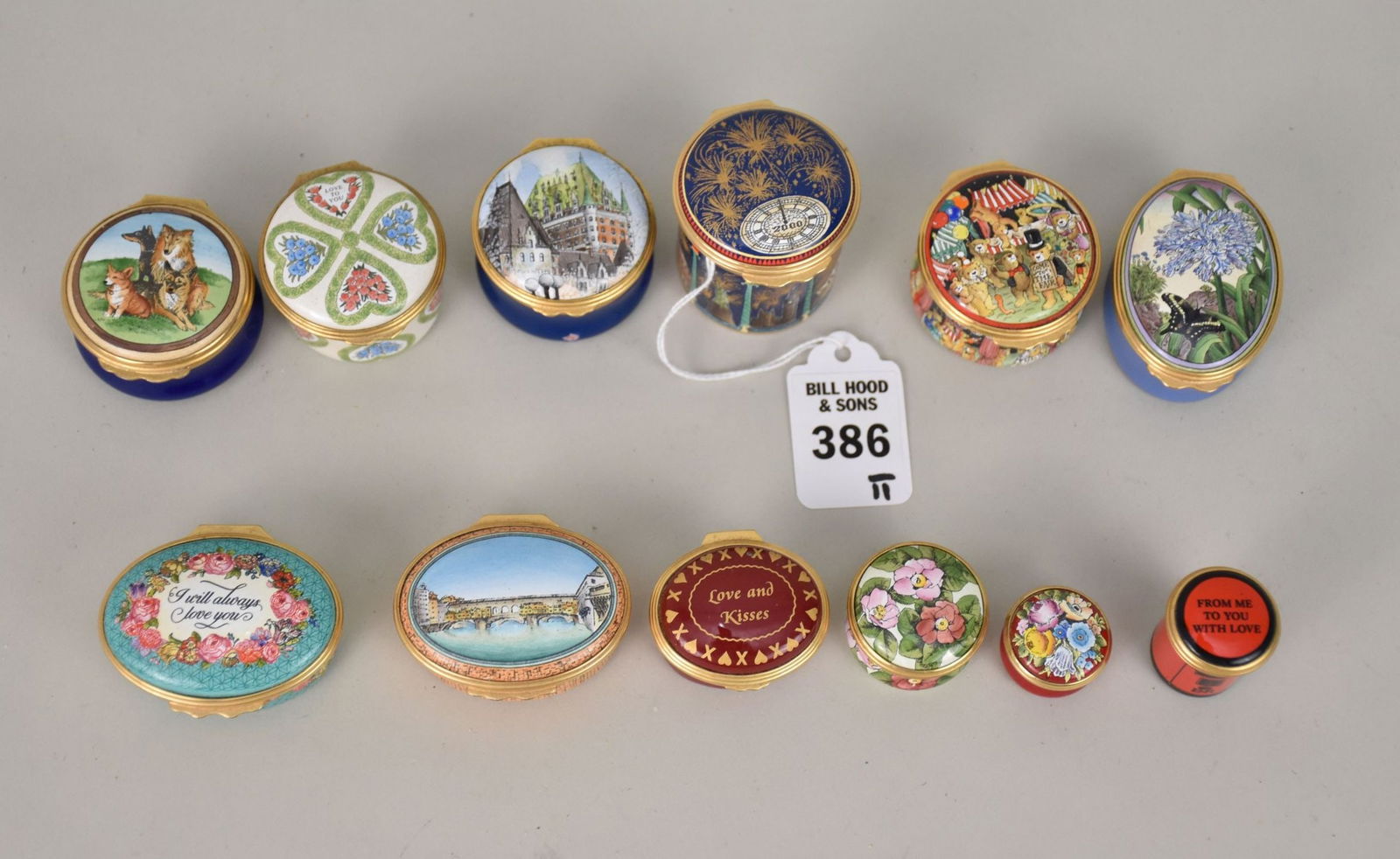 Group Of 11 Halcyon Days Enamels Boxes England. Halcyon Days Enamels
