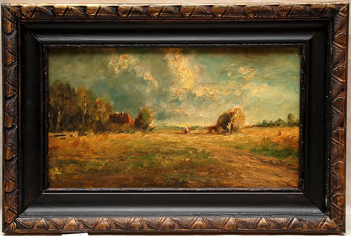 Leon Victor Dupré (FRENCH, 1816-1879) oil on panel: Leon Victor Dupré (FRENCH, 1816-1879) oil on panel, Farm Scene, 7" x 11-1/2"