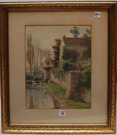 John Wesley Little (AMERICAN, 1867-1923) Watercolo: John Wesley Little (AMERICAN, 1867-1923) Watercolor, "Castle" 15" x 11" signed J. Wesley Little 1899