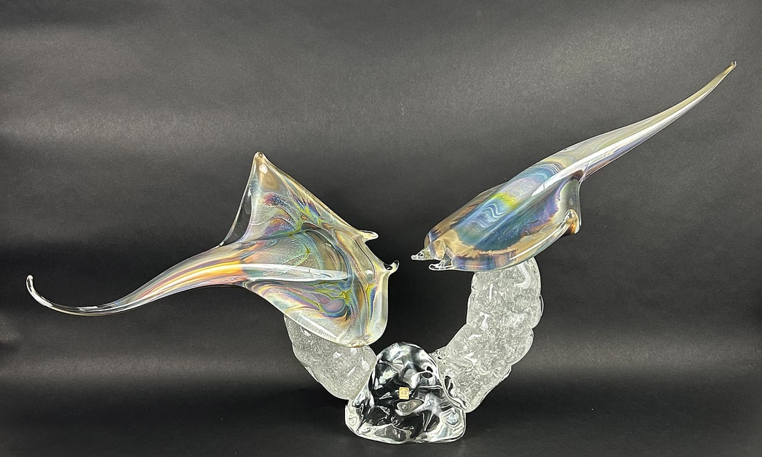 Large Murano Art Glass Stingrays Sculpture by Zanetti - Italian. A monumental Murano art glass (1 of 5)