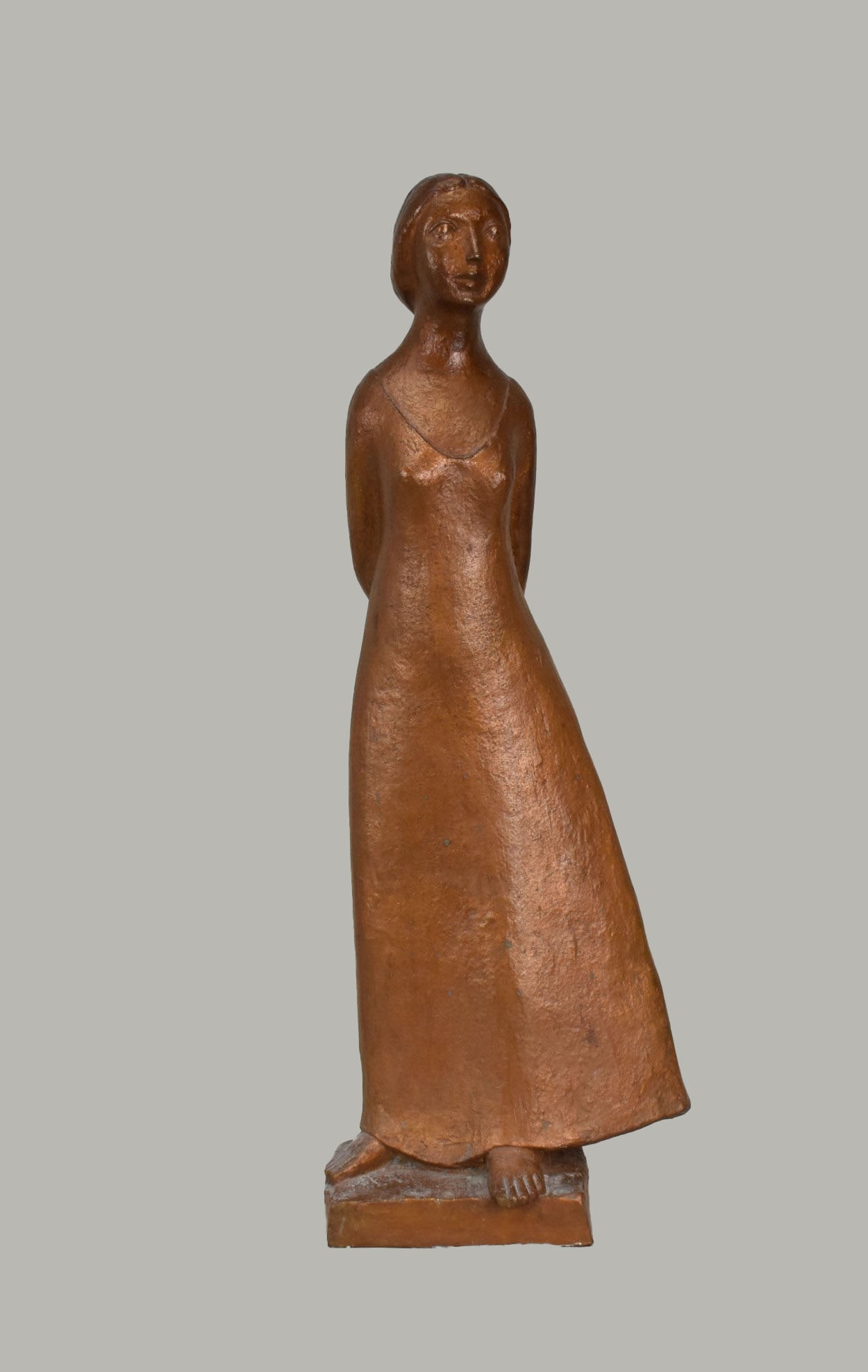 Clement Renzi (American 1925-2009) Bronze Sculpture Standing Woman,  Signed Renzi 1979.  30 inches (1 of 6)