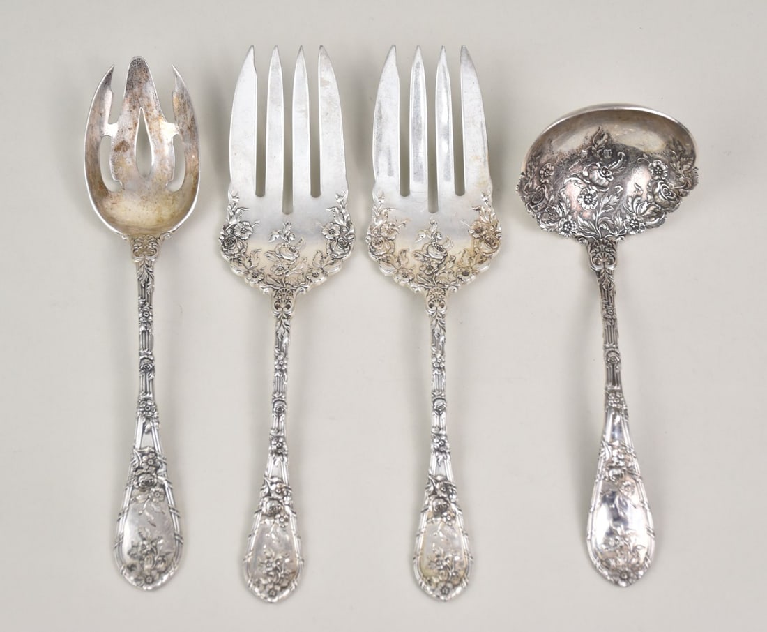 4 Gorham Dauphin Sterling Serving Pieces, 14ozt: 4 Gorham Dauphin Sterling Serving Pieces, 14ozt