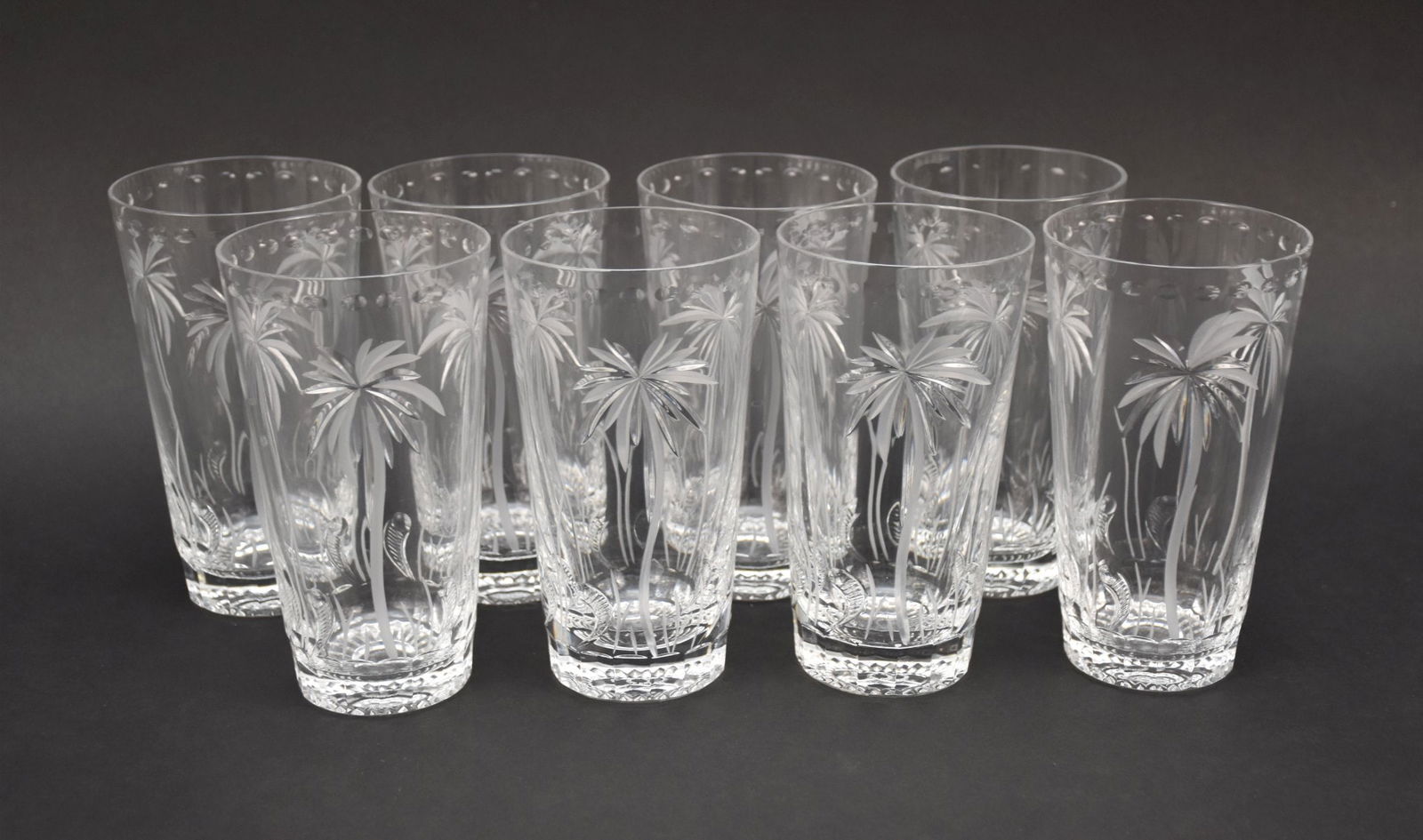 8 William Yeoward Tumblers with Engraved Palm Trees, 6"h (1 of 4)