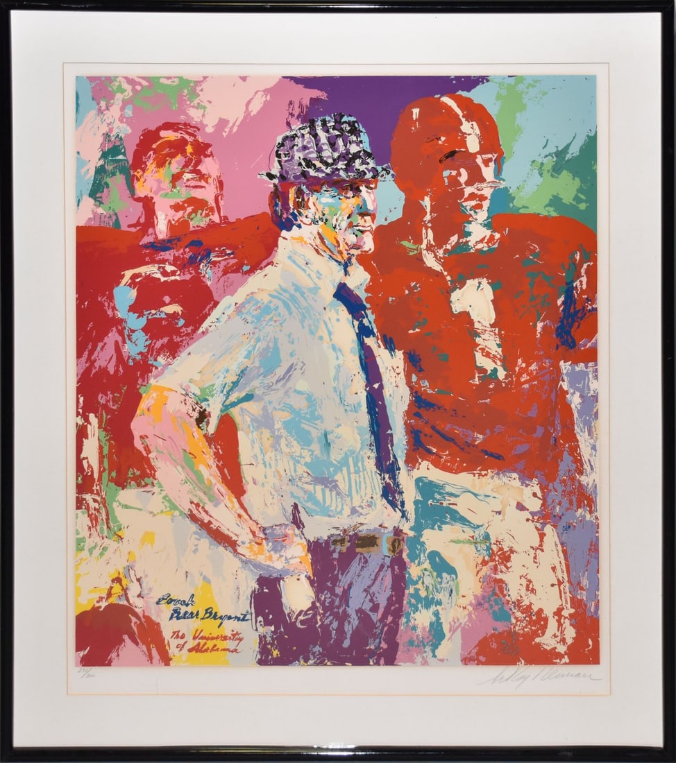 LeRoy Neiman (American, born 1926) Bear Bryant Silkscreen in colors, sight 35 x 29 inches signed (1 of 6)
