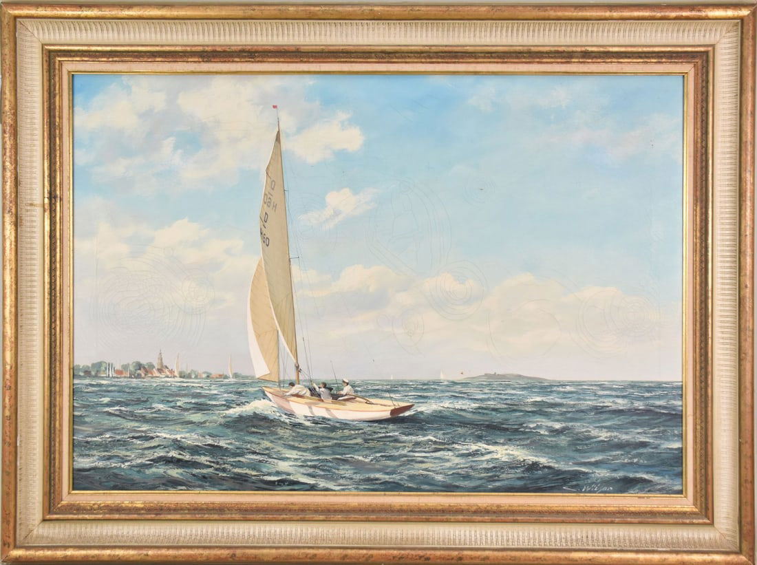 20th Century Sailing by  C. Wilson. Oil on canvas, some craquelure. (1 of 5)