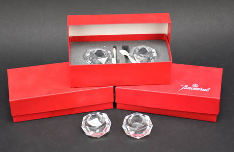 3 Boxed Baccarat Salt Cellar Sets and Pair with no Box: 3 Boxed Baccarat Salt Cellar Sets and Pair with no Box