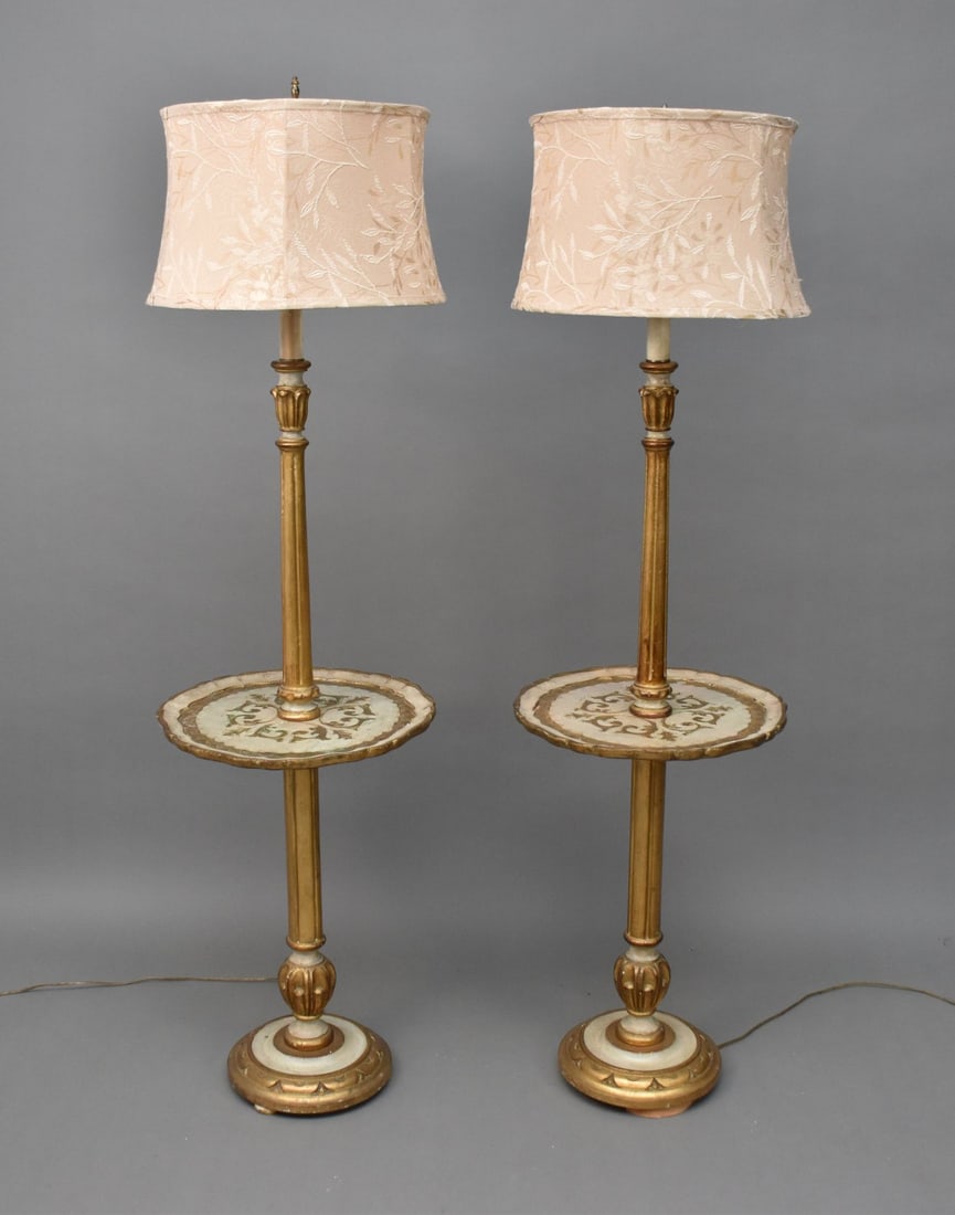 Pair Florentine Floor Lamps, 60"h (small crack one table) (1 of 4)
