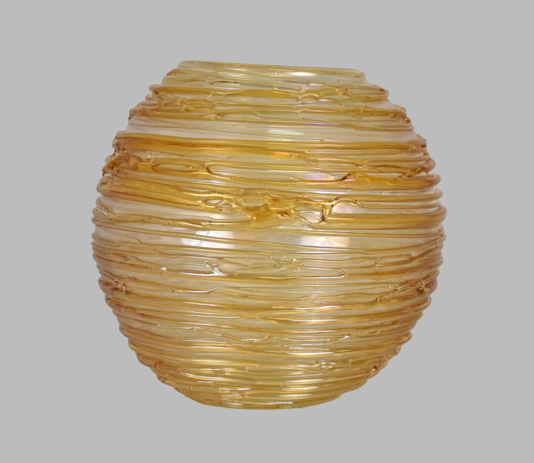 Murano Bowl, Gold Thread "Honey Pot", 10"h x 5"dia (1 of 5)