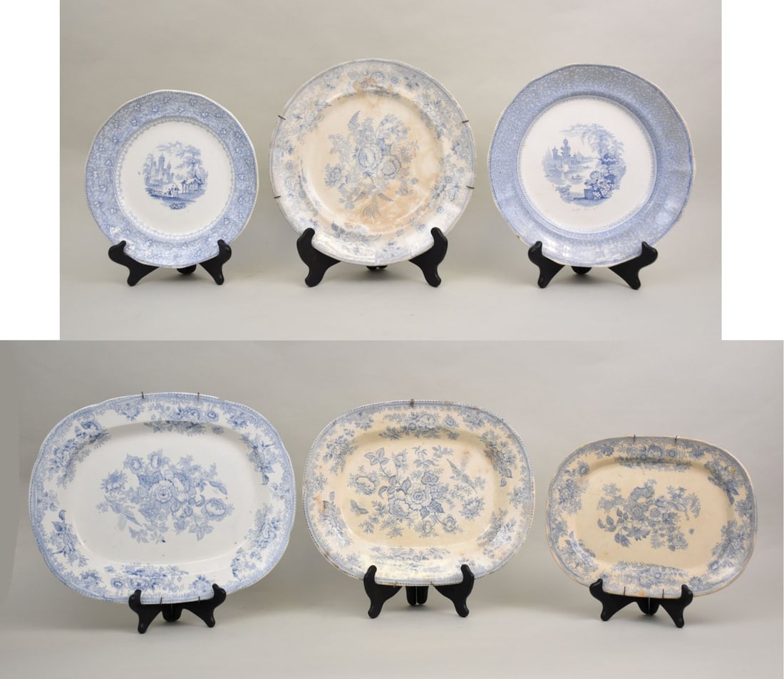 6 English 19th c.  Platters & Plates (some flaws) (1 of 18)