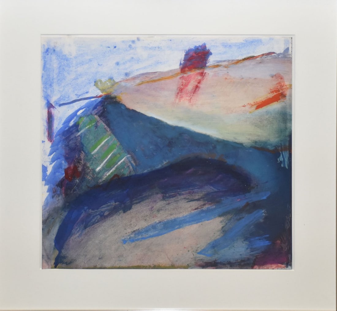 Emily Mason (American 1932-2019) Oil on paper.  Abstract painting - titled " Aground " 1979.  Signed (1 of 7)