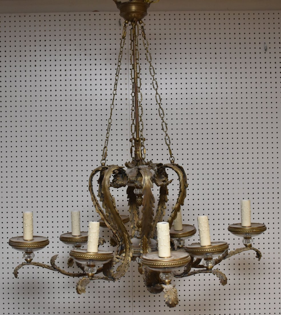 Bronze 8 Branch Chandelier, 43"h x 37"dia: Bronze 8 Branch Chandelier, 43"h x 37"dia