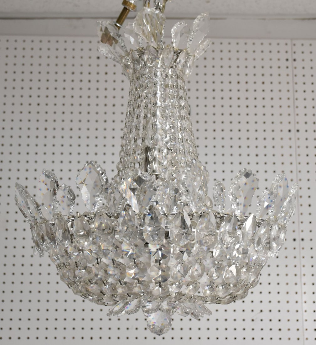 Silver & Metal Crystal Chandelier, 16"h x 19"w: Silver & Metal Crystal Chandelier, 16"h x 19"w