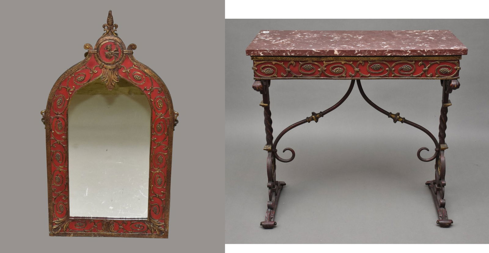 Victorian Console & Mirror in the manner of Oscar Bach, late 19th c./early 20th c, gilt & iron frame (1 of 10)