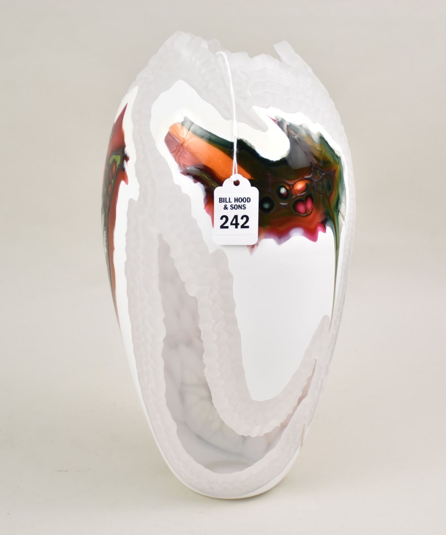 Signed Noel Lane Studio Calcedonia Rock Art Glass Vase - Contemporary art glass sculptural vase. (1 of 8)