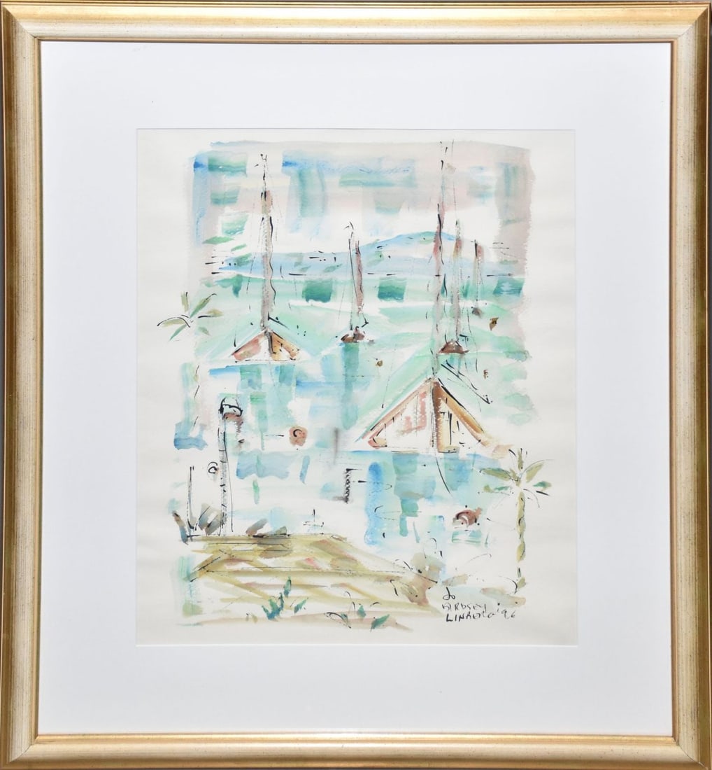 Alfred Birdsey (1912 - 1996) Bermudas Cove Scene -- Original Watercolor Painting (1 of 4)