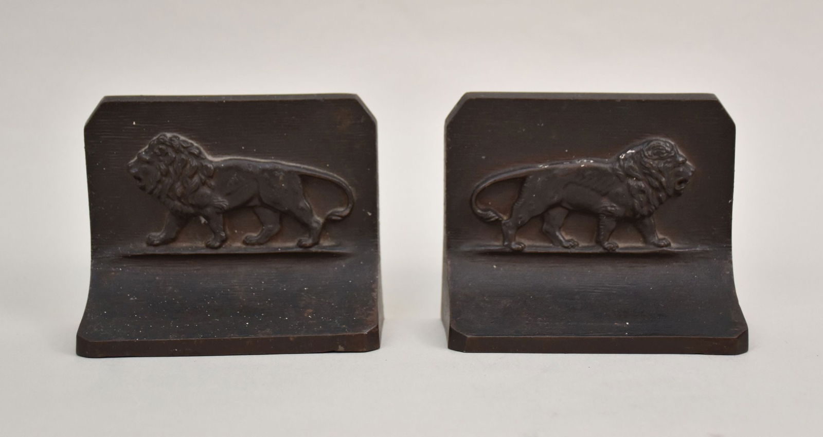 Pair Bronze Lion Bookends, 4 1/4"h x 5"w (1 of 4)