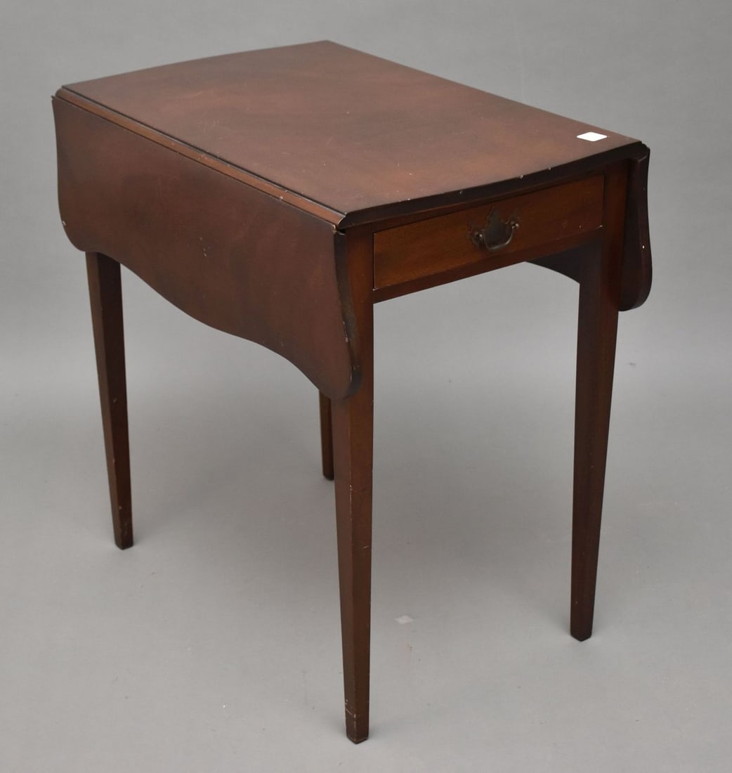 Mahogany Drop Leaf Side Table with single drawer, 26"h x 26"w, each leaf 8"d (1 of 5)