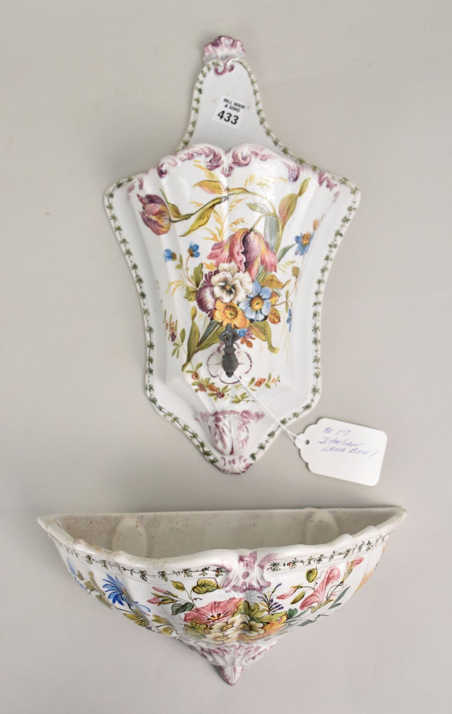 2pc. Italian Ceramic Lavabo, Approx. 20"h  x 11"w  (overall) (1 of 5)