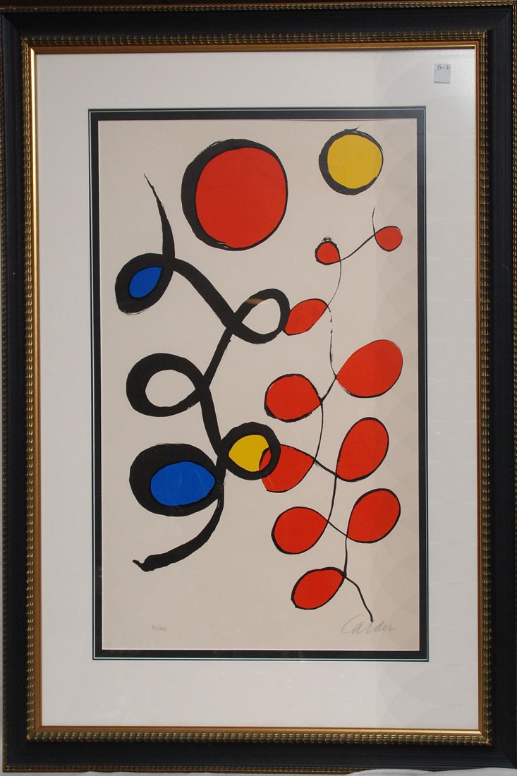Alexander Calder (American, 1898-1976) lithograph i: Alexander Calder (American, 1898-1976) lithograph in colors, Abstract Circles, 28 1/2" x 20" , numbered "38/115, signed "Calder" lower right, framed