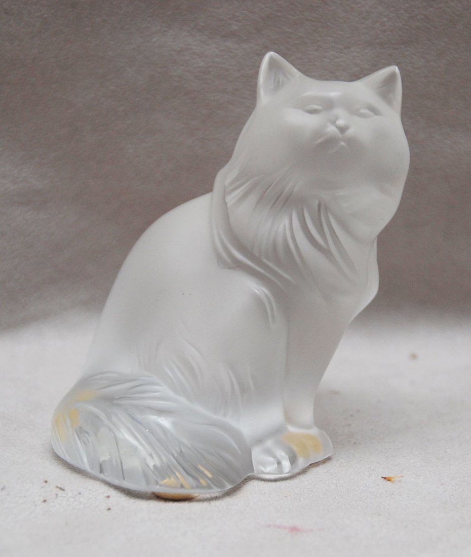 Lalique crystal cat, 3"h: Lalique crystal cat, 3"h